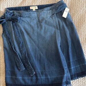 cloth & stone Dark Blue Denim Wrap Skirt with Side Tie w/ pockets - Anthropology